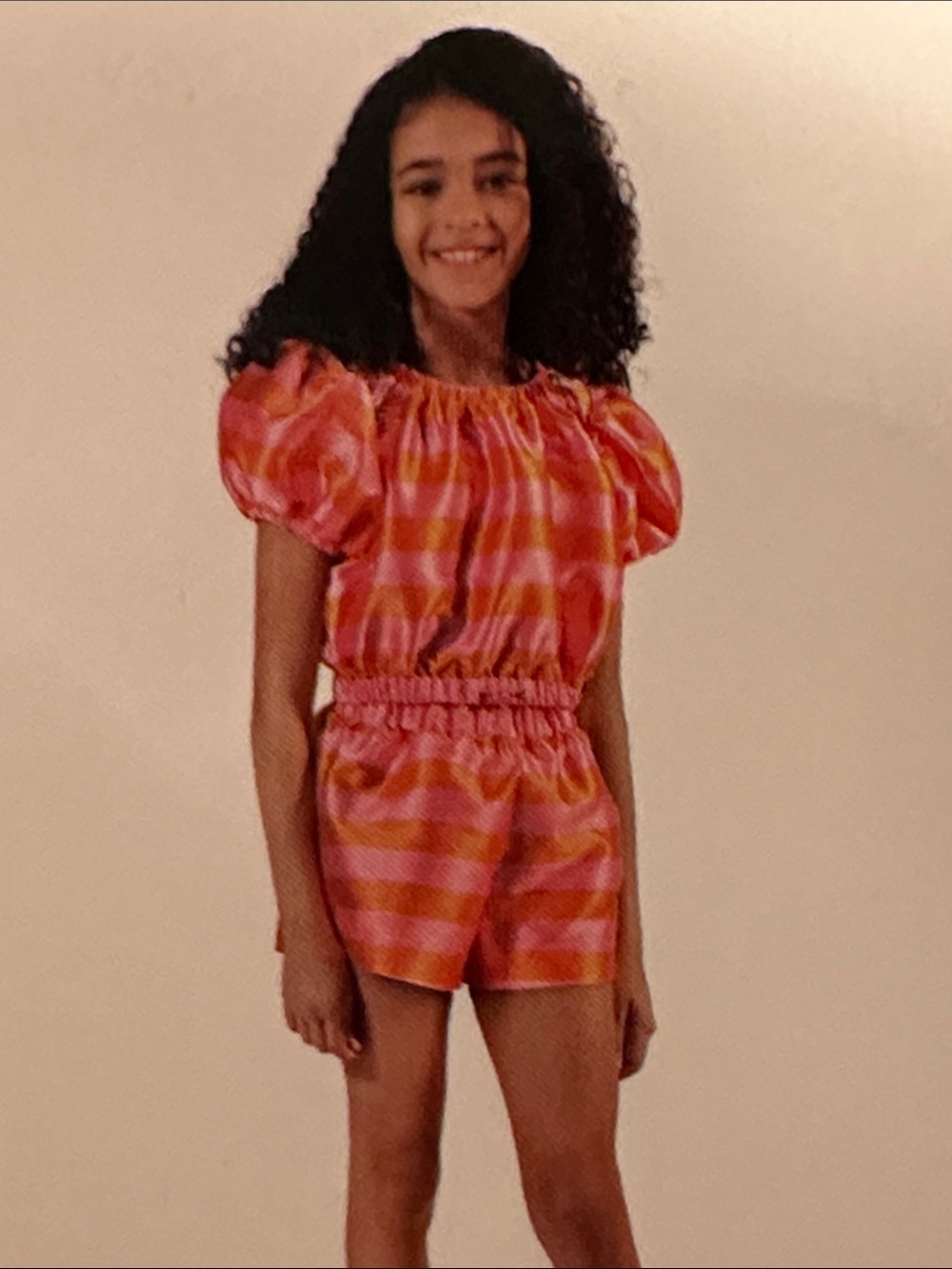 NWT Nordstrom Habitual Girl Pink & Orange Striped puff sleeve crop top